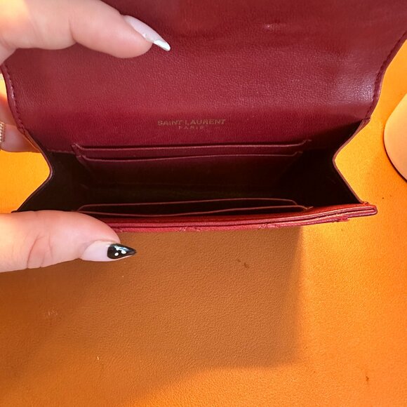 YSL Red Small Gaby Quilted Leather Envelope Wallet with Tags, Box, and Dust Bag - Picture 5 of 8